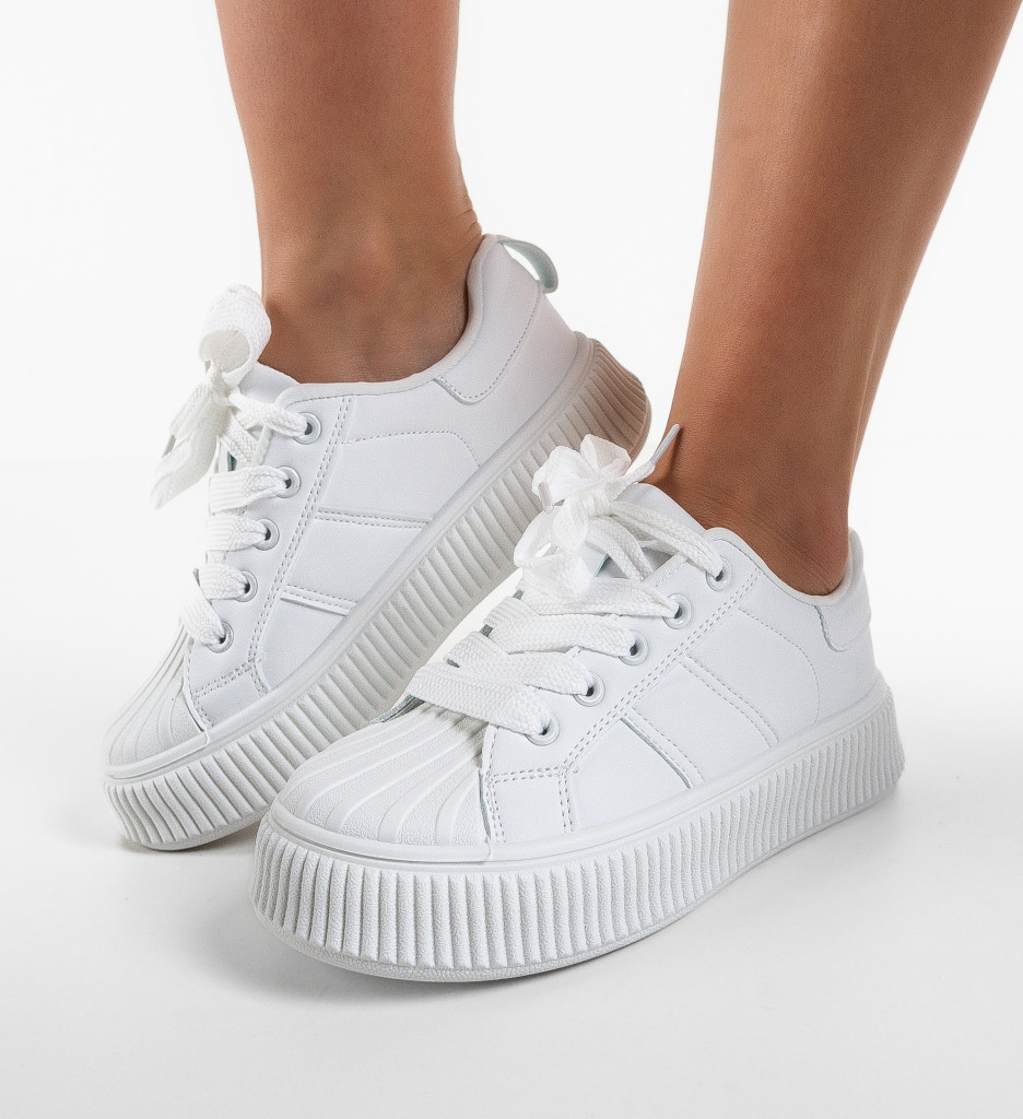Sneakers Dama Kiona Albi 2 - Confort și Stil - imagine 2