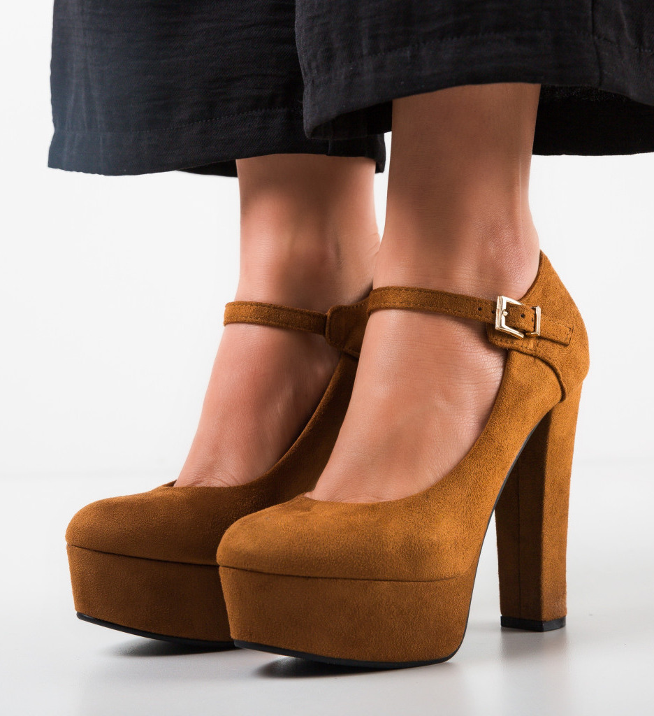 Pantofi Chung Camel cu Toc Elegant - imagine 4