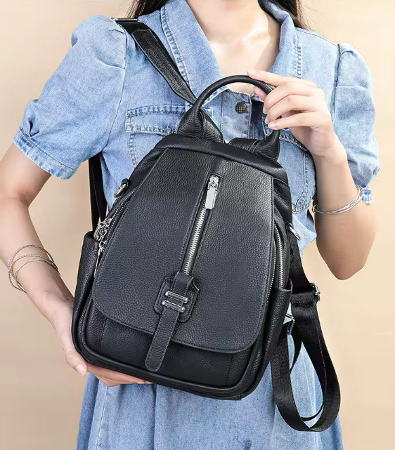 Rucsac dama Delis Soraya GT2739 din piele naturala, Negru - imagine 2