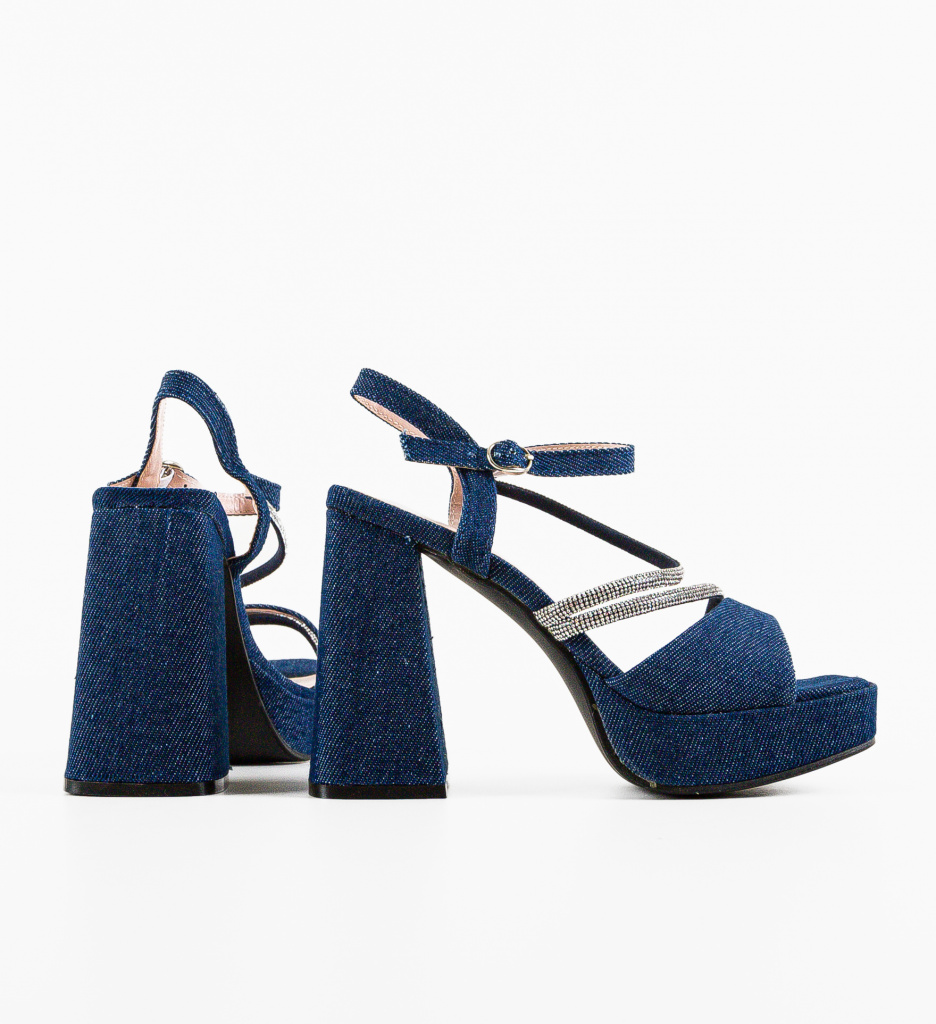 Sandale Ferres Albastre cu Toc Elegante - imagine 5