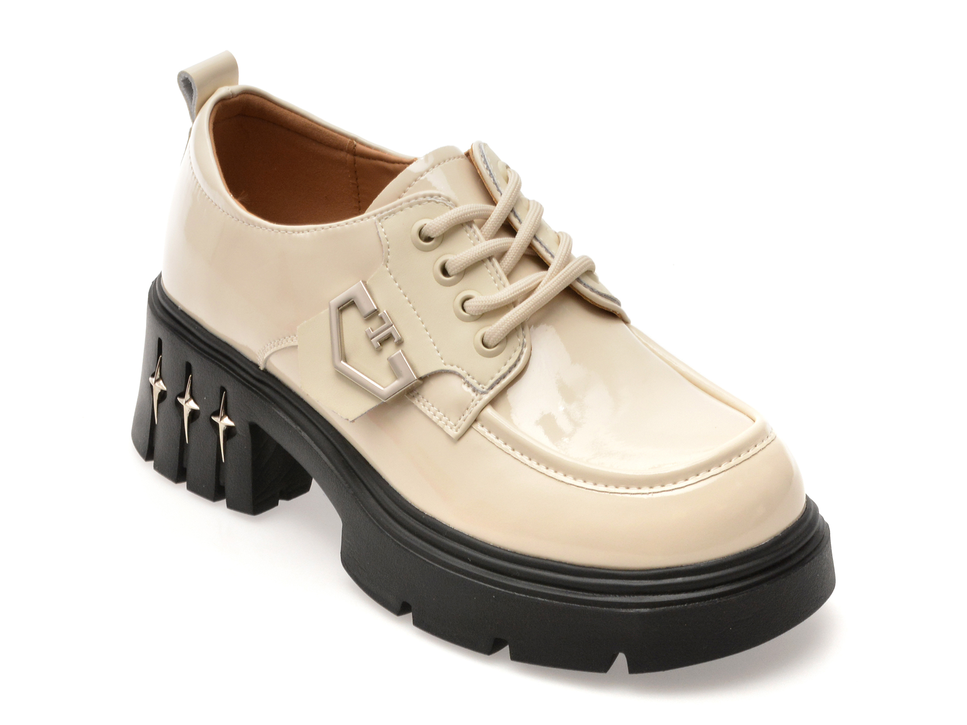 Pantofi Gryxx Bej din Piele Lacuită