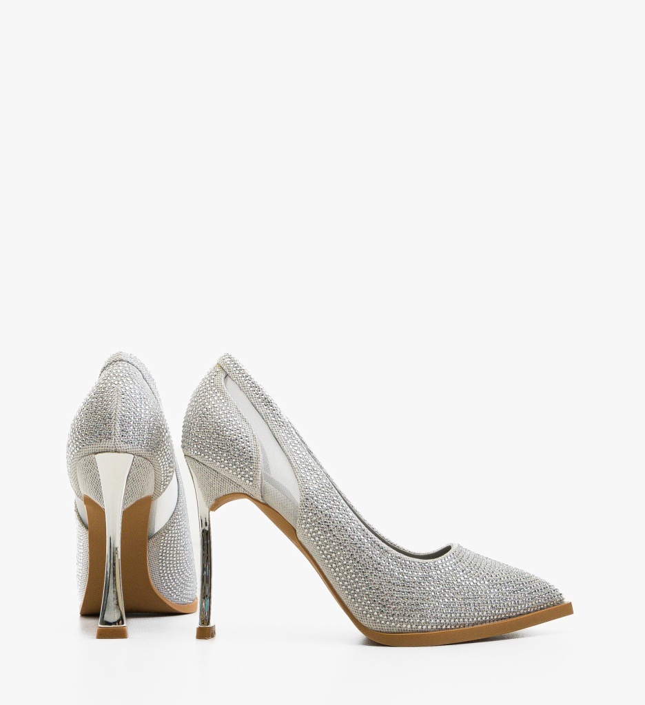 Pantofi Dama Bomb Argintii Eleganți