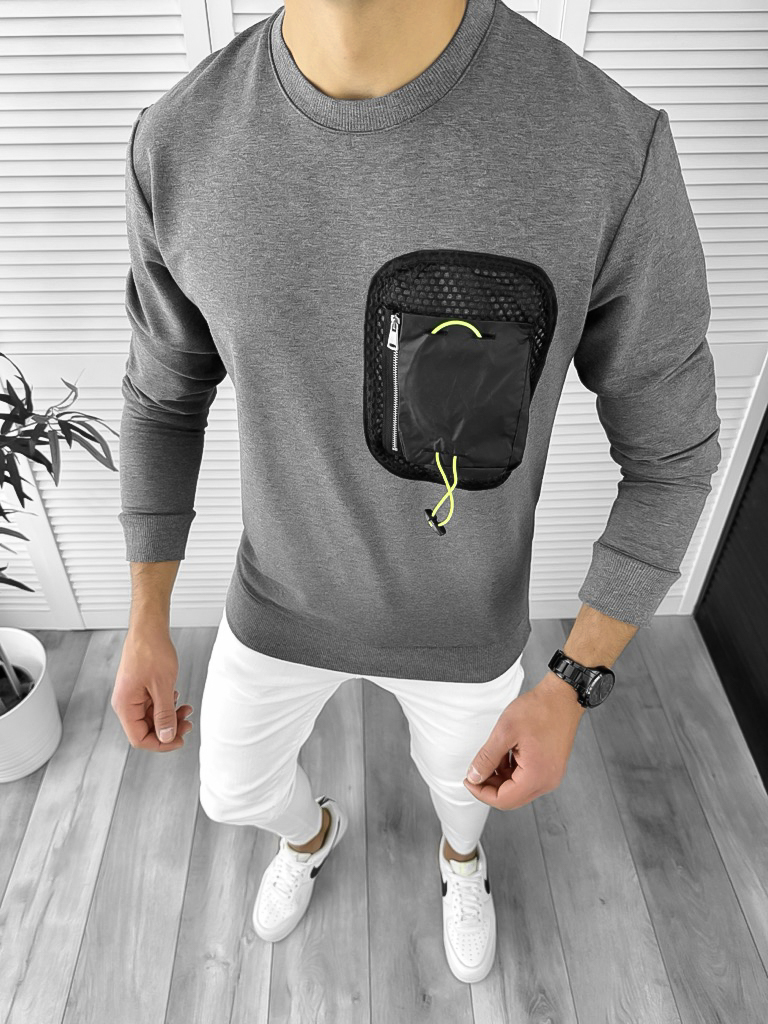 Bluza Barbati Gri Slim Fit Eleganta K205