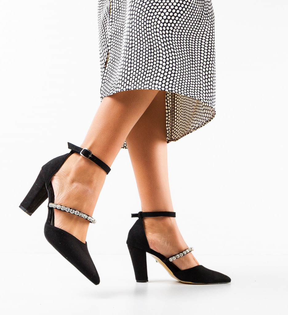 Pantofi dama Indian Negri cu toc elegant - imagine 2