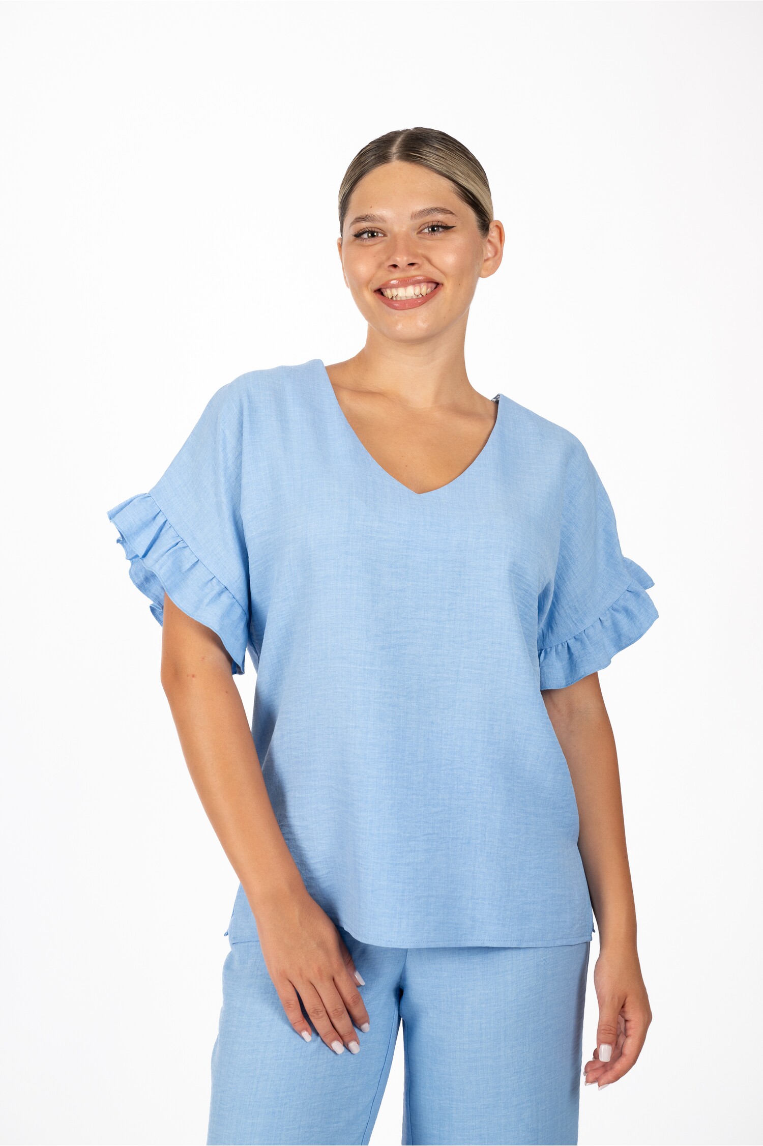 Bluza LaDonna Bleu cu Volanase Elegante
