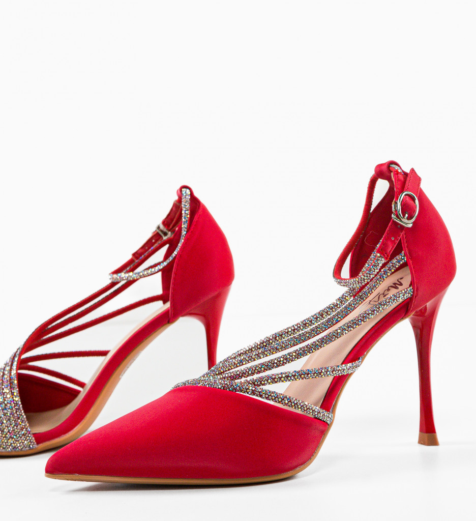 Pantofi Metztli Rosu Eleganți cu Toc - imagine 6