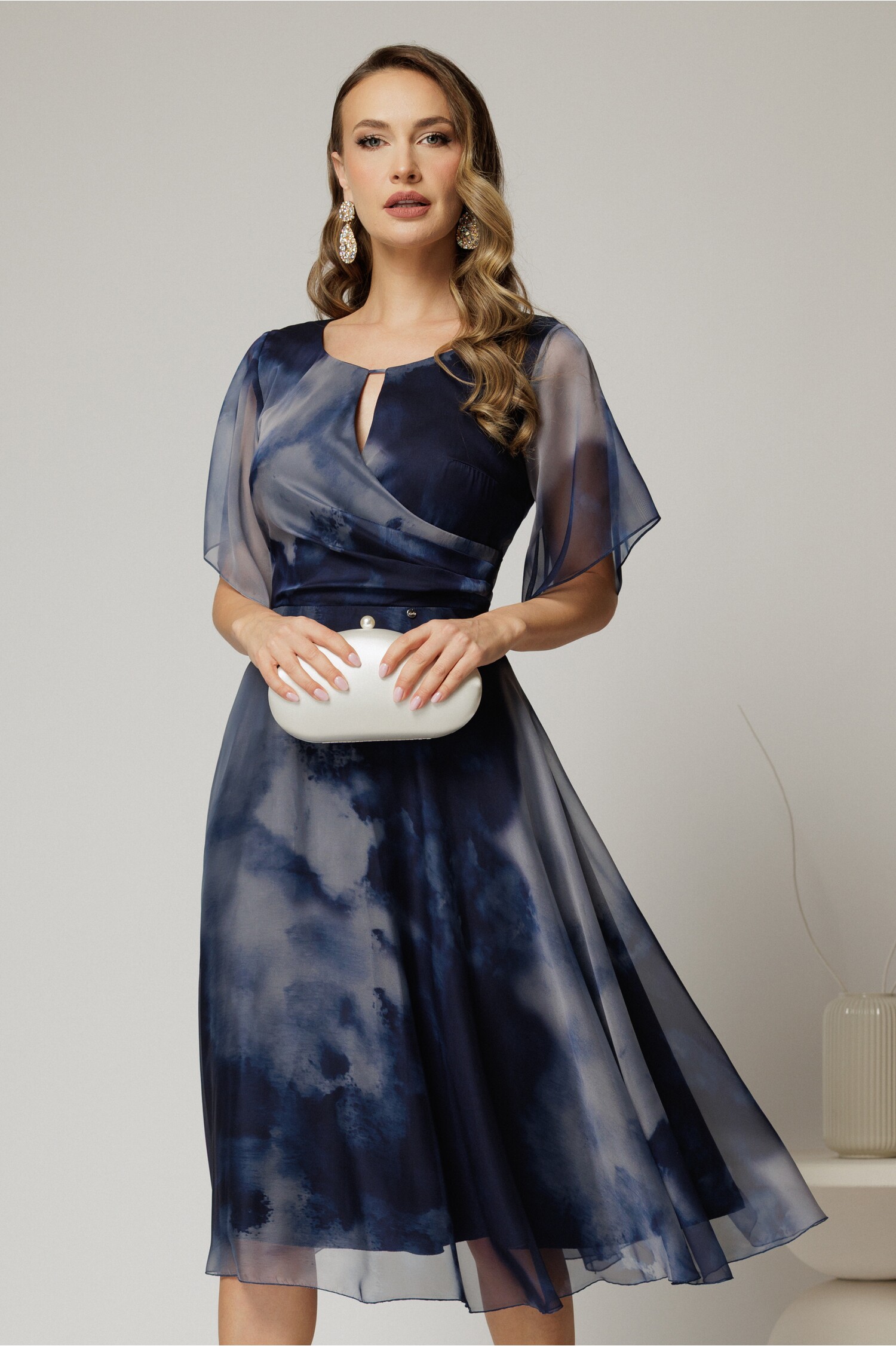 Rochie Midi Ocazie Degrade Bleumarin Eleganta