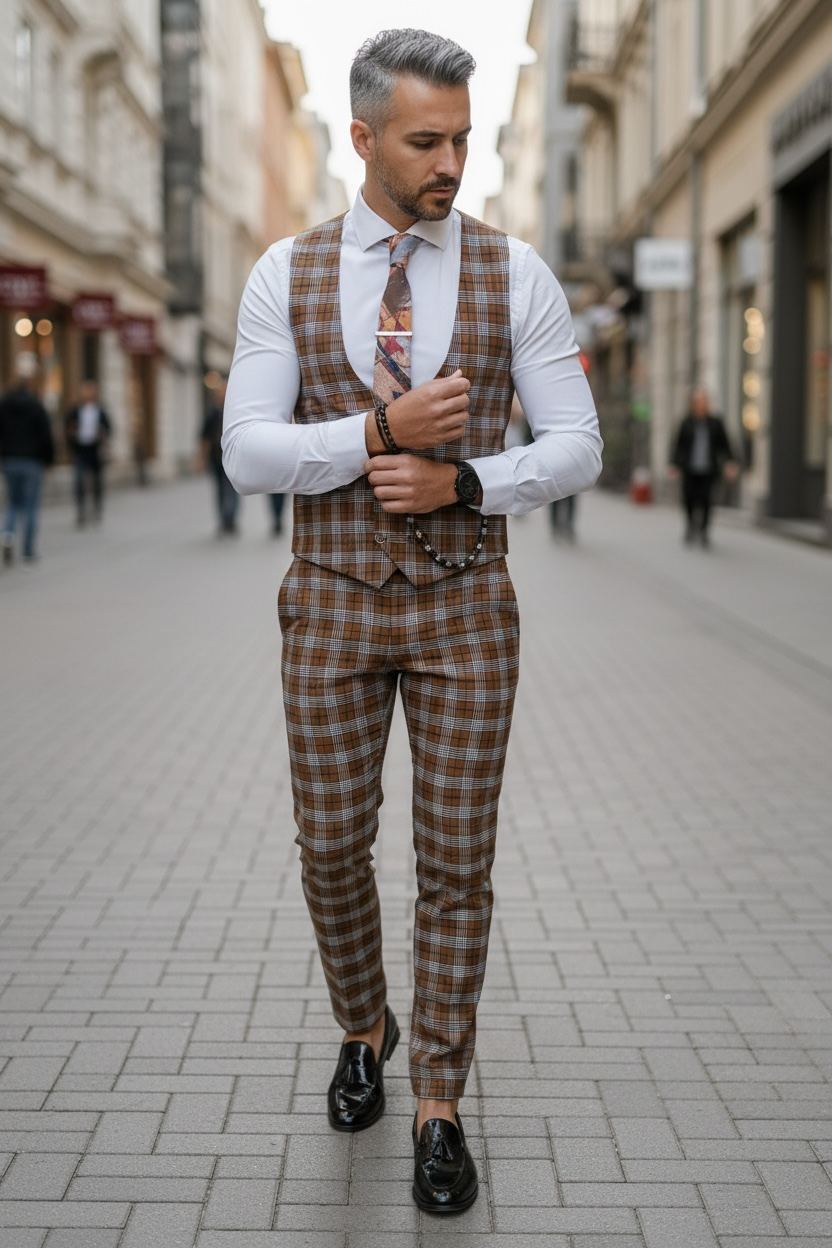 Compleu Barbati Vesta + Pantaloni Slim Fit - imagine 2