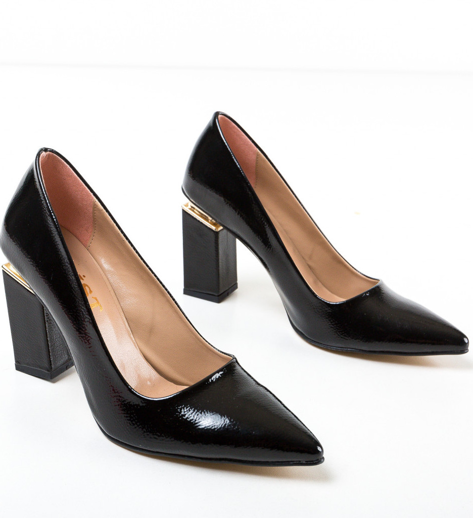 Pantofi Burjoa Negri Eleganți cu Toc - imagine 8