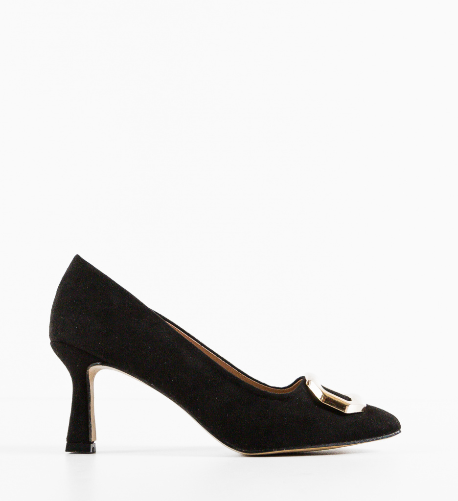 Pantofi Lesedi Negri Eleganți cu Toc - imagine 4
