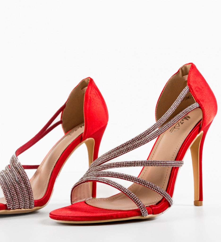 Sandale Bastille Rosii cu Toc Elegante - imagine 8