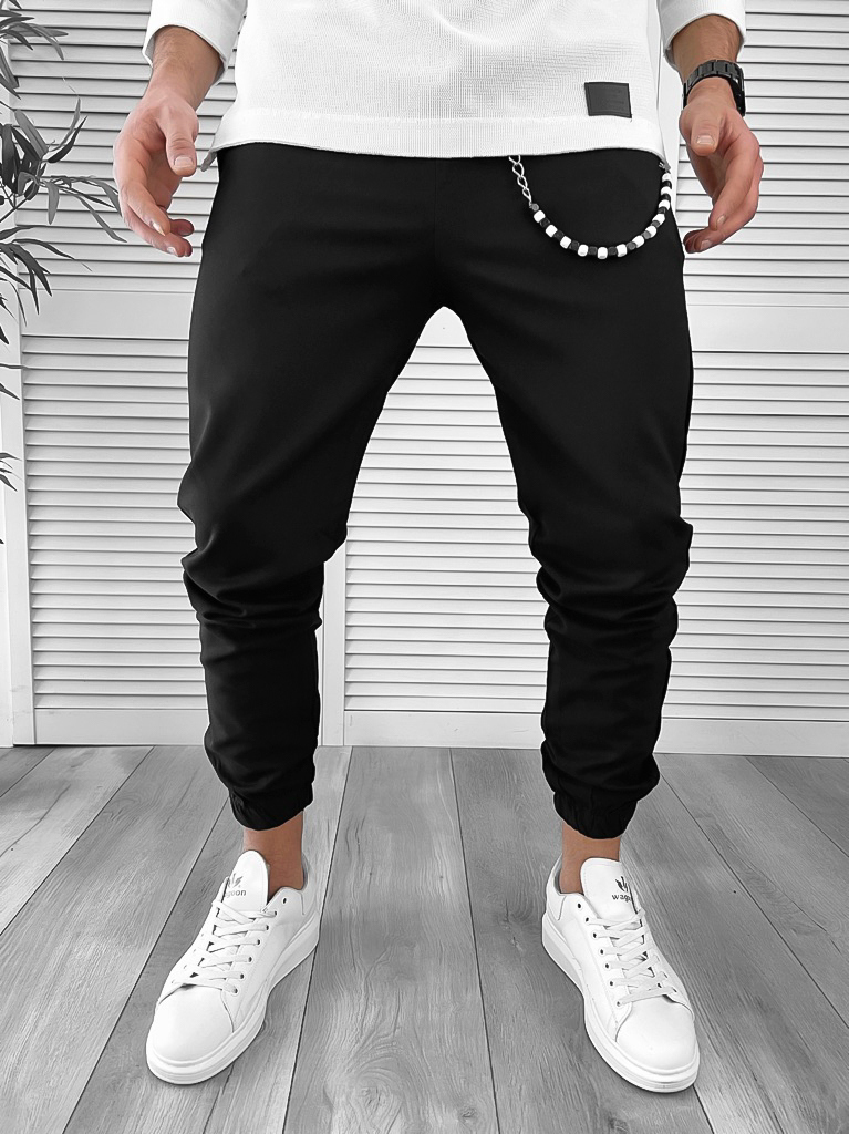 Pantaloni Barbati Casual Negri din Bumbac | Stil & Confort