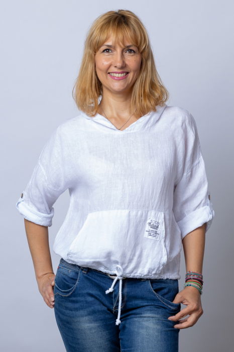 Hanorac In Alb cu Gluga | Shopika Eleganta