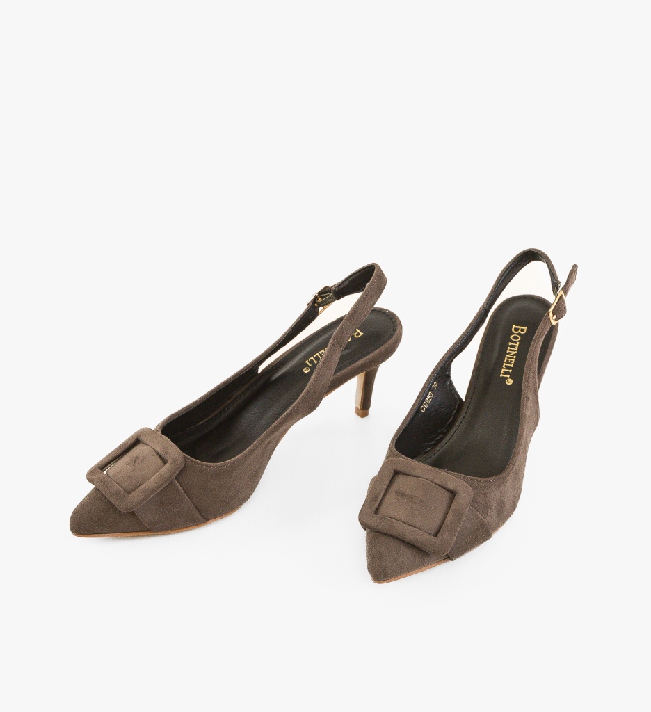 Pantofi Luleo Gri cu Toc Eleganți - imagine 8