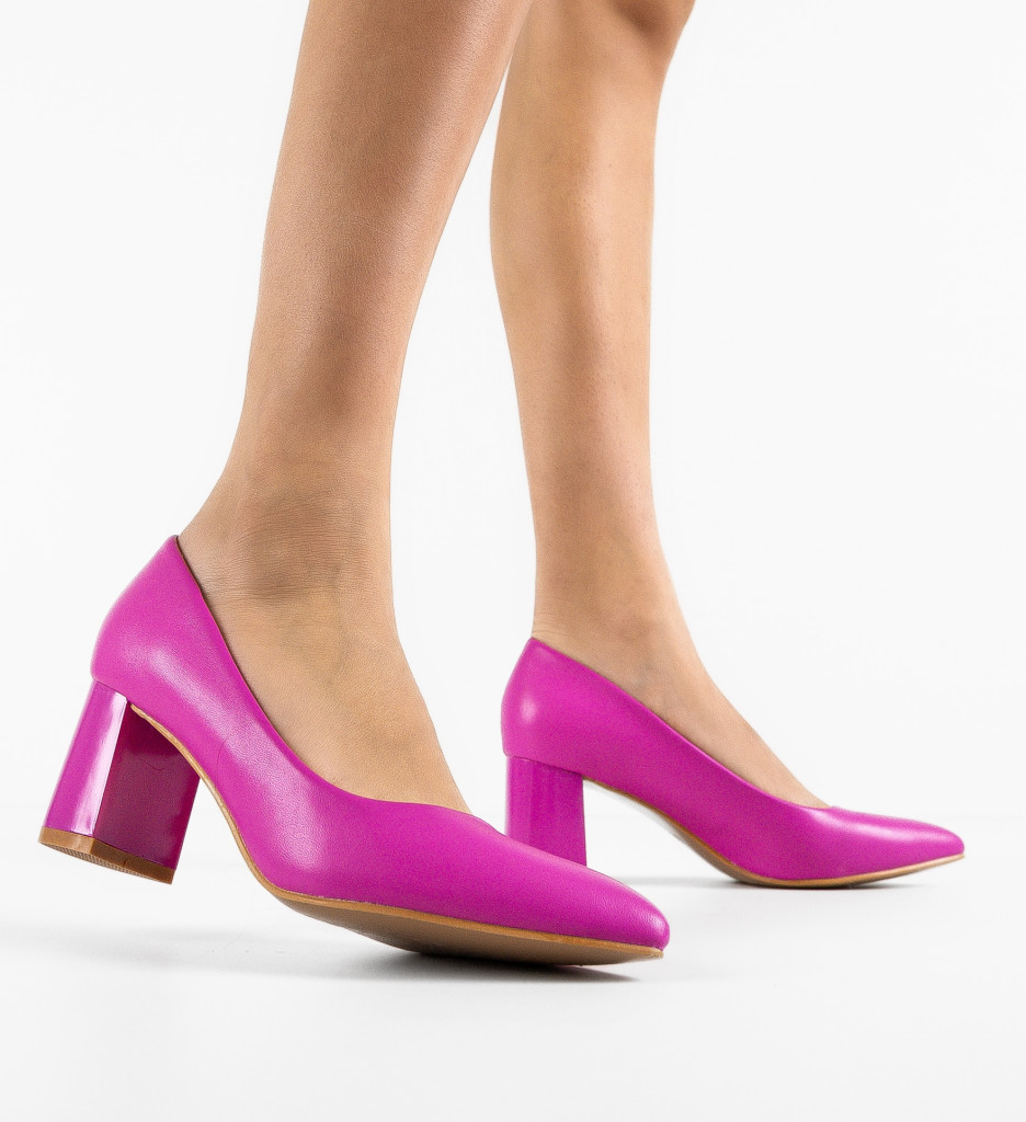 Pantofi dama Walton Fuchsia cu toc elegant - imagine 2