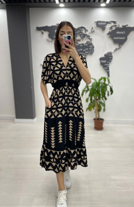 Rochie Bumbac Vale Woman | Elastic & Imprimeu Elegant