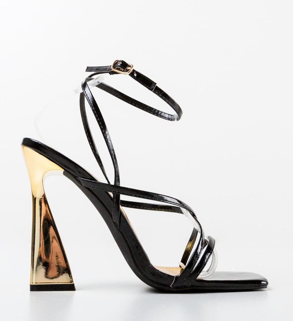 Sandale Lucsy Negre cu Toc Elegante - imagine 9