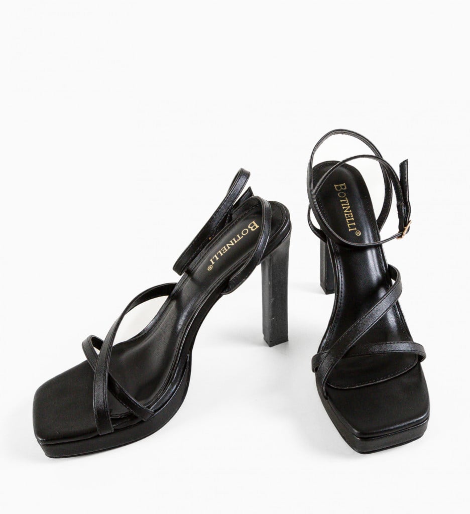 Sandale Lelesa Negre cu Toc Elegant - imagine 11