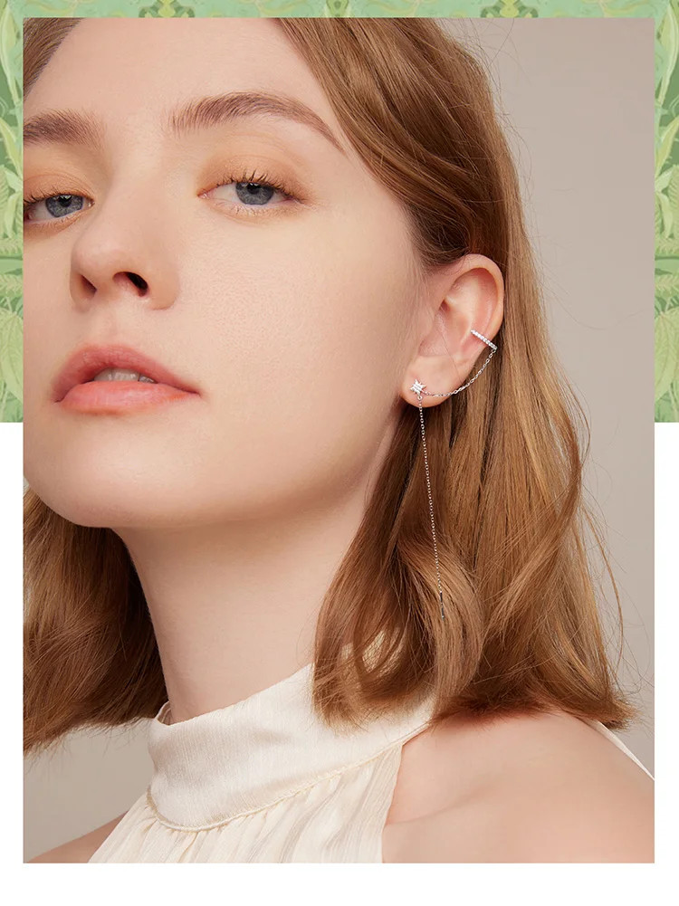 Cercel Ear Cuff Argint Amanda Model Stea - imagine 2