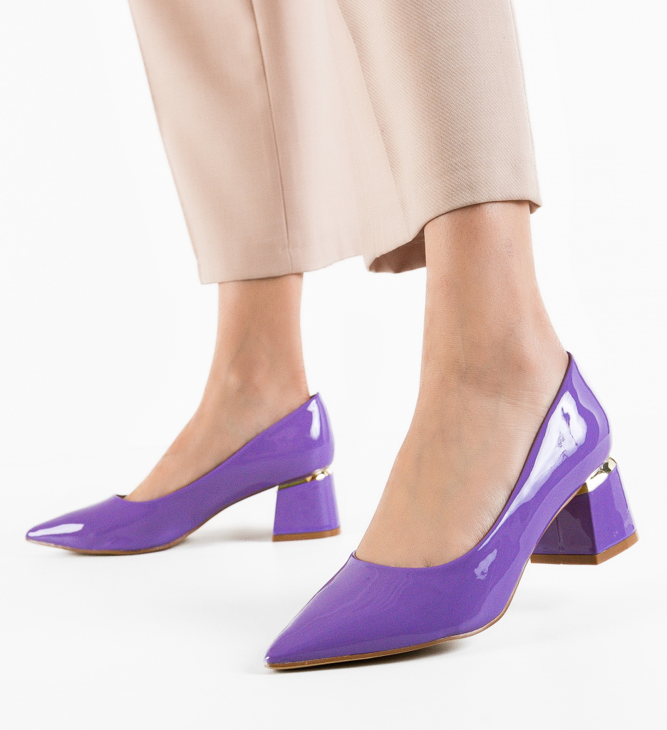Pantofi dama Fedlimi Mov | Eleganți cu Toc - imagine 2