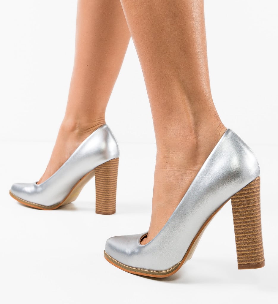 Pantofi Sulfo Argintii Eleganți - imagine 6