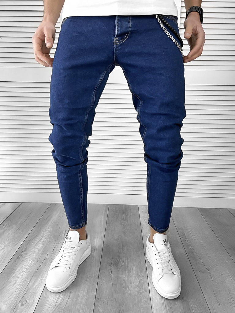 Blugi barbati conici albastri - Stil modern
