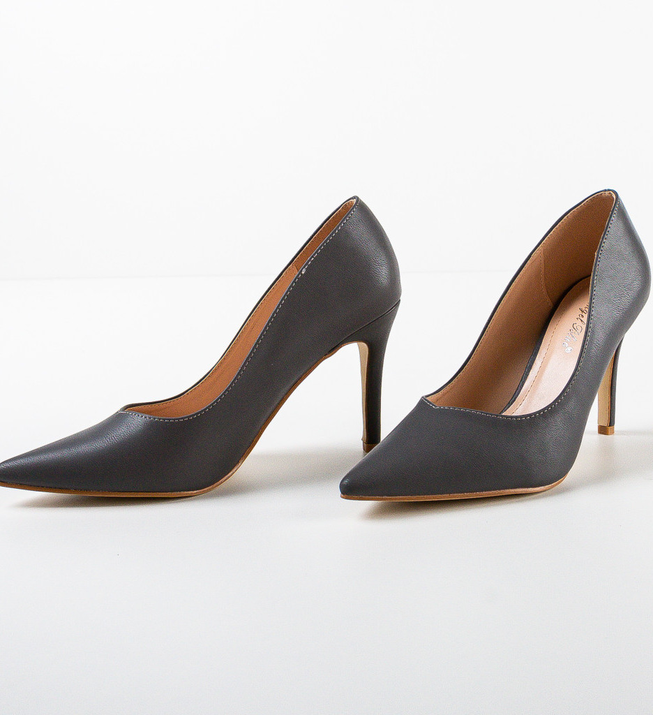 Pantofi Forster Gri cu Toc Eleganți - imagine 6