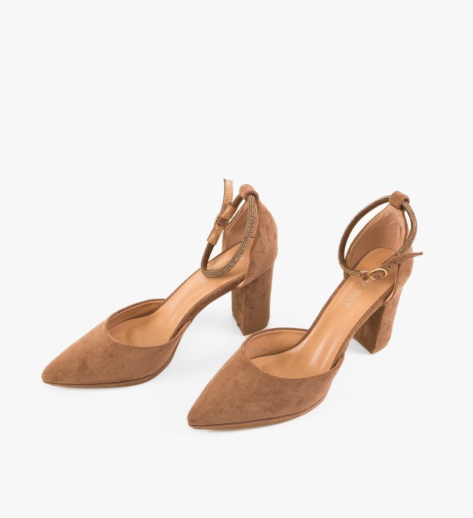 Pantofi dama Kobe Khaki cu toc elegant - imagine 4
