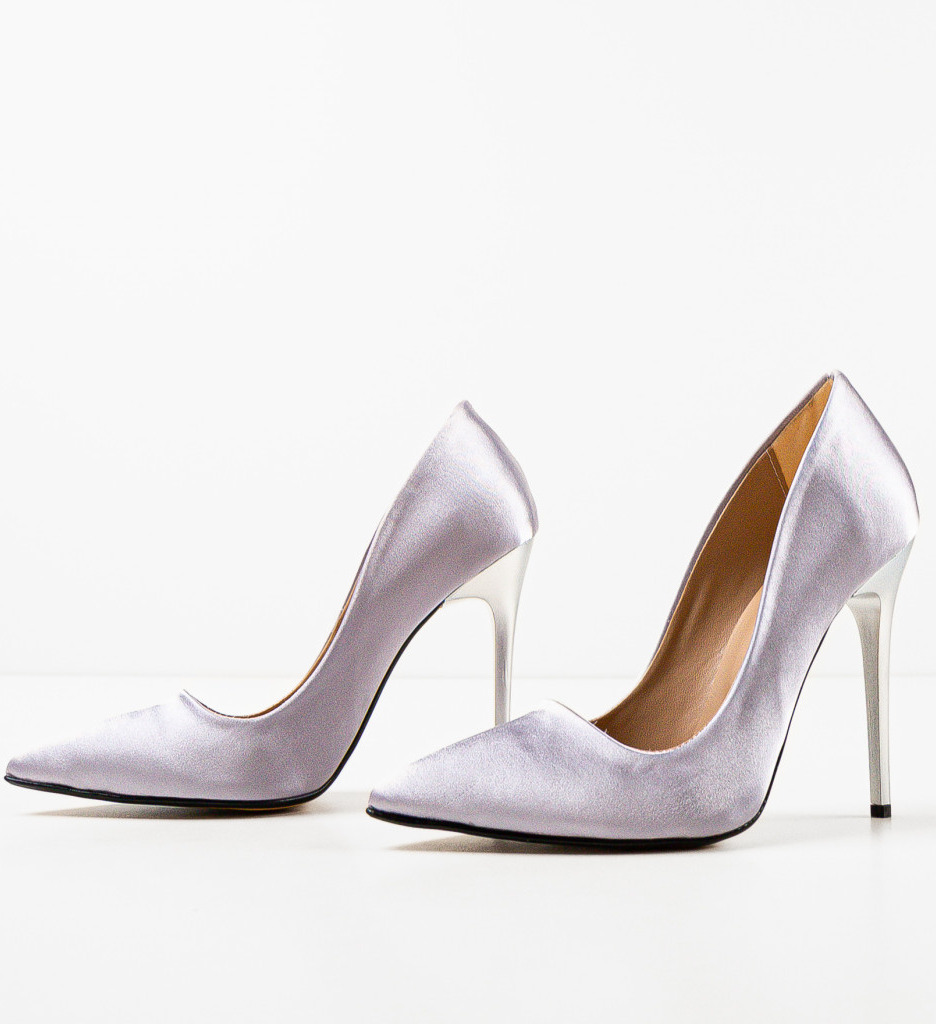 Pantofi Dama Damasa Gri cu Toc Eleganți - imagine 6
