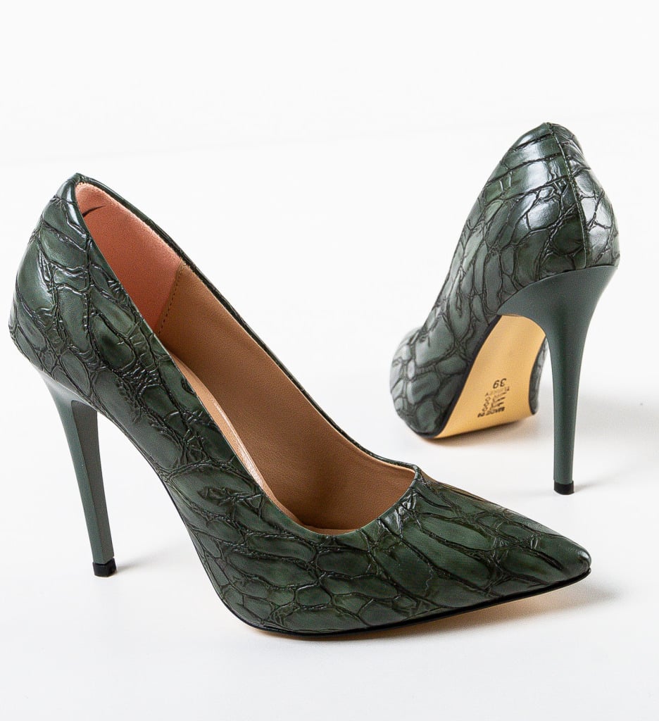 Pantofi Kring Verzi cu Toc Eleganți - imagine 5