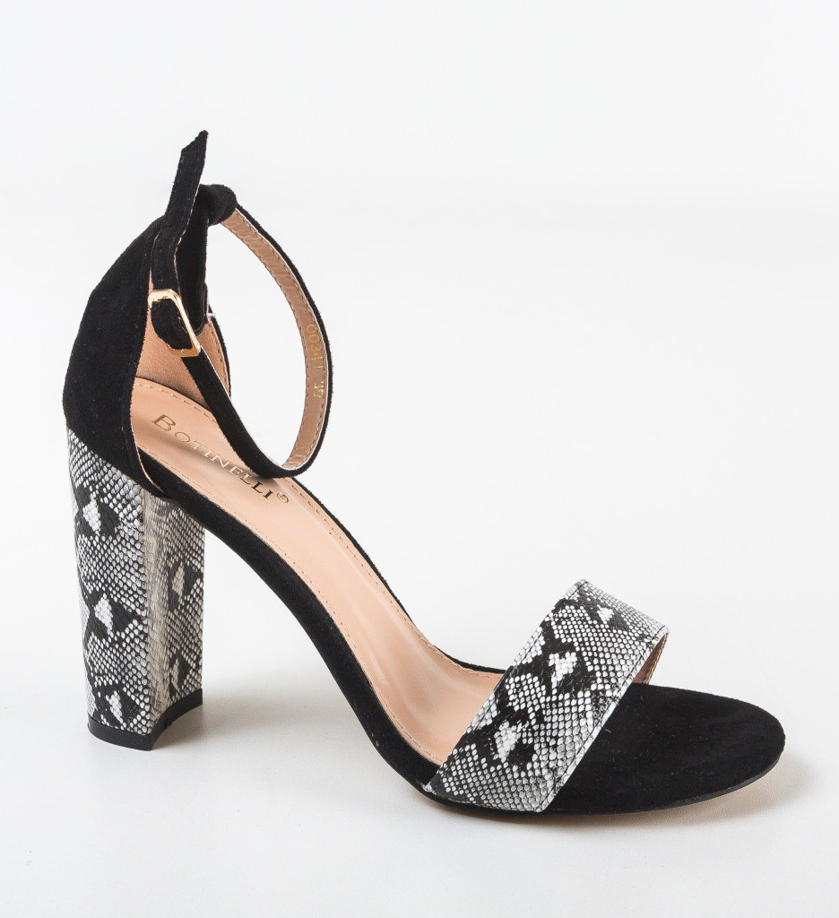 Sandale Mixx Negre cu Toc Elegant - imagine 6