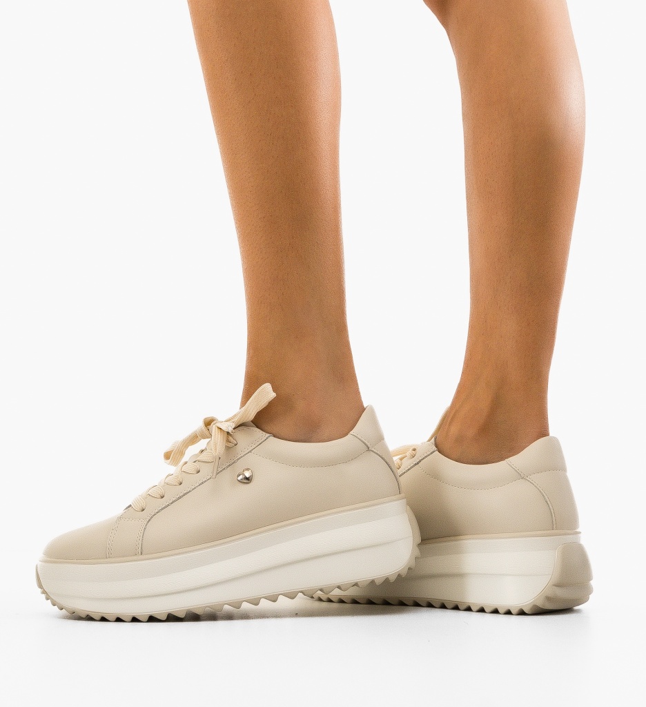 Sneakers Dama Arioami Bej - Confort Sport - imagine 3