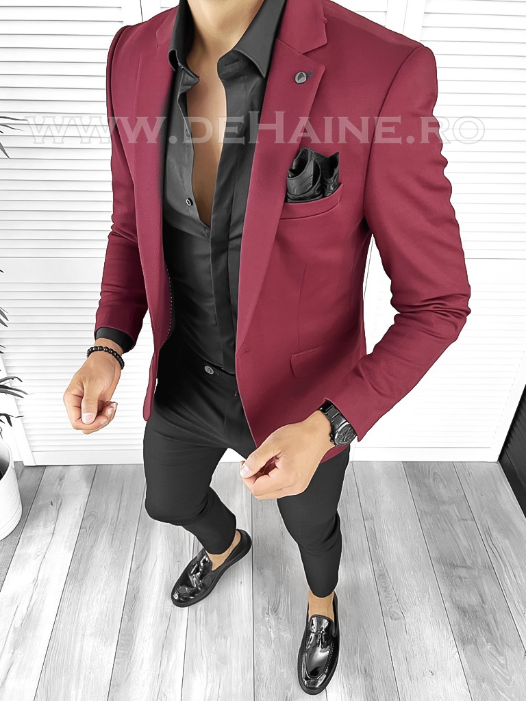 Sacou Barbati Slim Fit Grena | Office & Eveniment