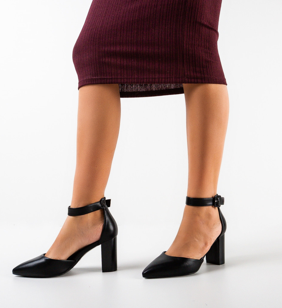 Pantofi Kole Negri cu Toc Eleganți - imagine 2