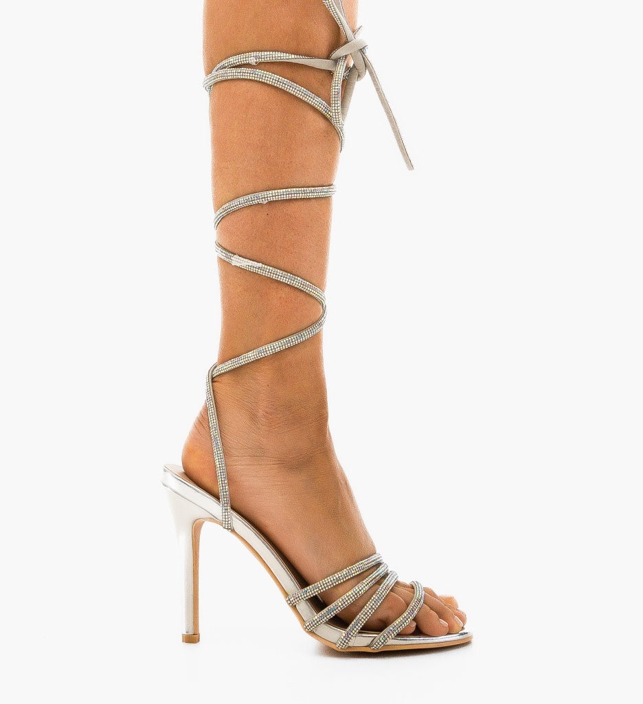 Sandale cu Toc Flemi Argintii | Eleganță Asigurată - imagine 3