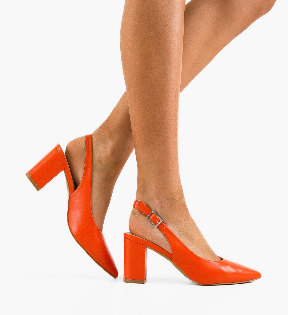 Pantofi Toc Leona Portocalii - Eleganță Asigurată - imagine 3