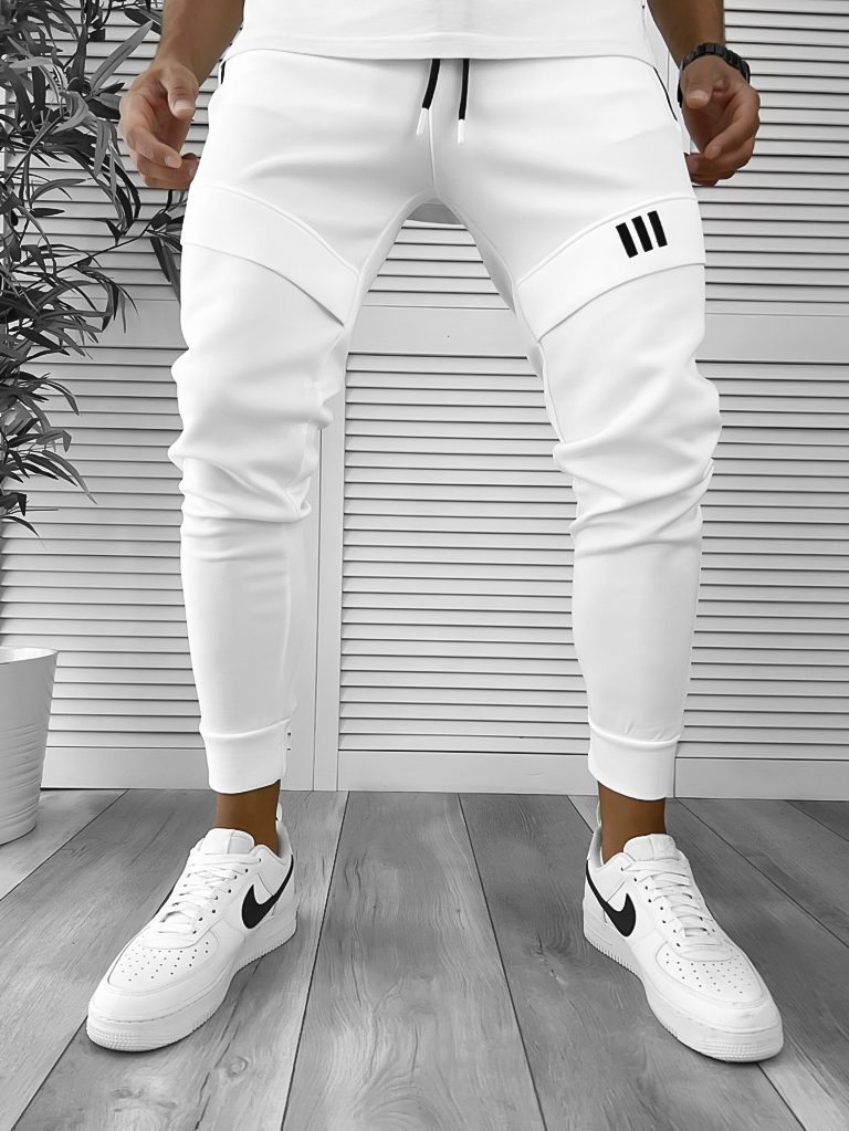 Pantaloni Trening Albi Conici - Model Modern