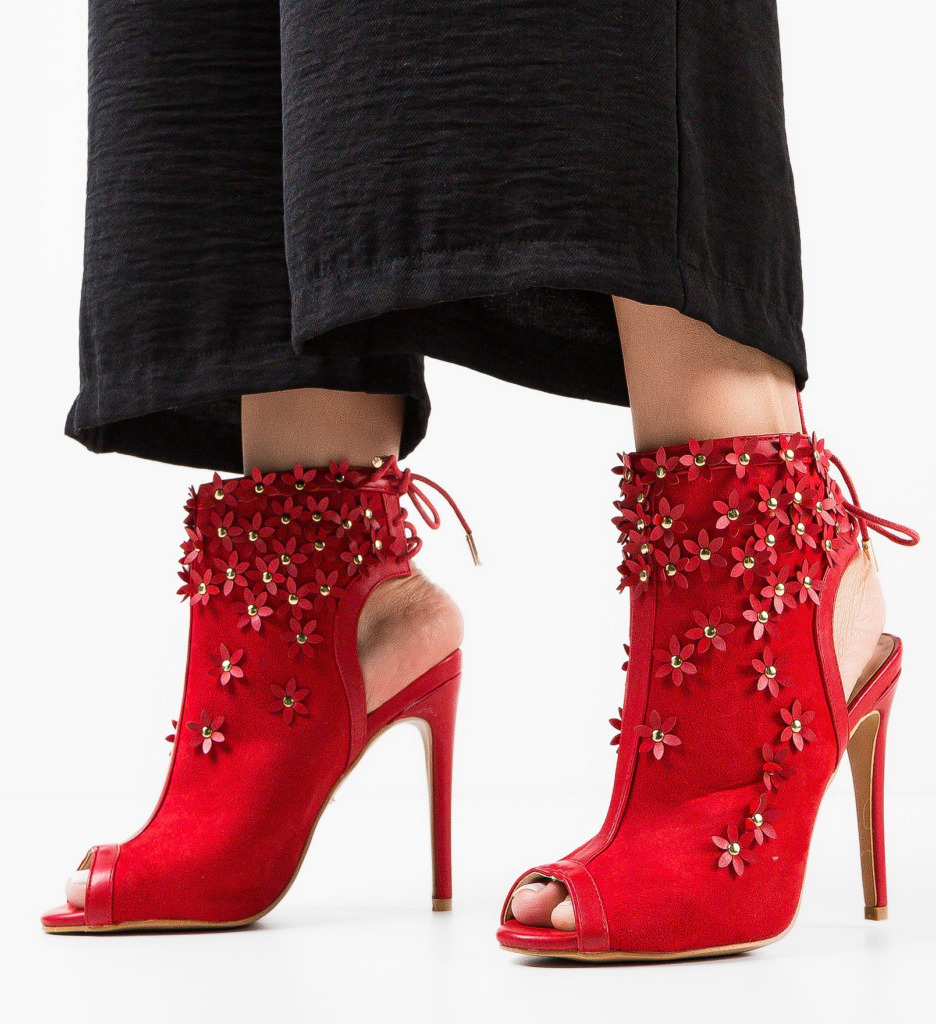 Botine Flowera Rosii - Eleganță și Stil