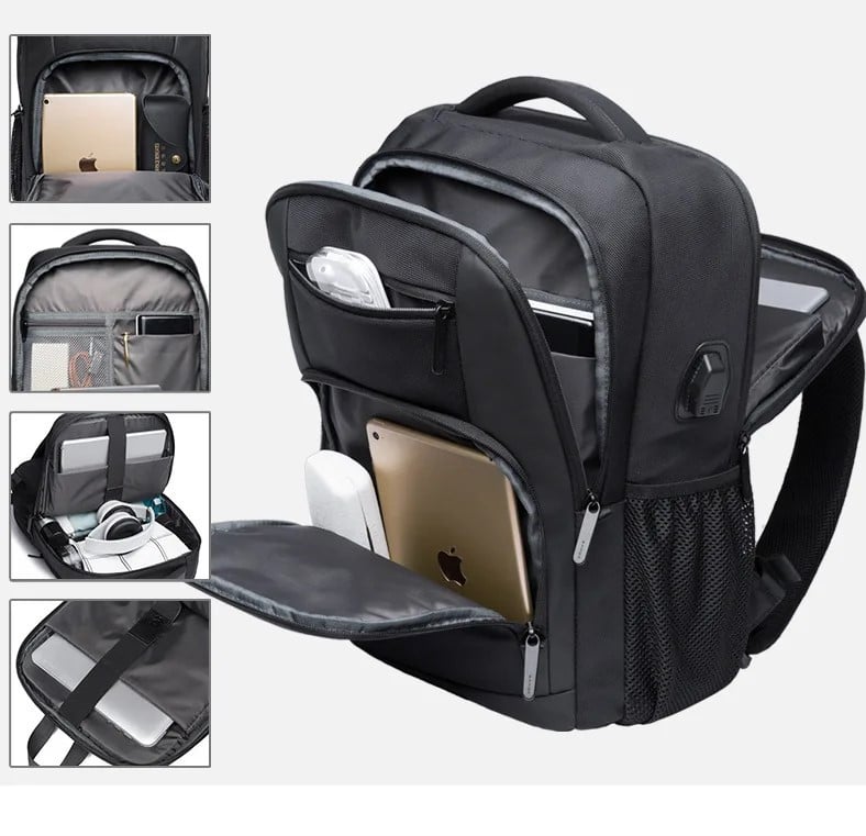 Rucsac Barbati Delis cu Incarcare USB, Negru - imagine 2