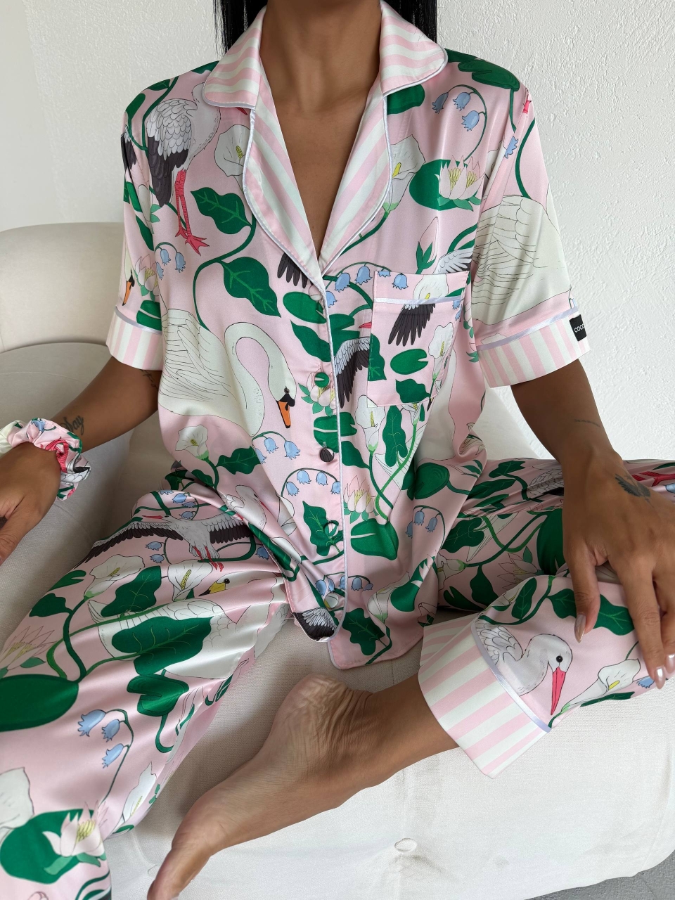Set Pijama Dama 2 Piese Delis, Stil Satin Mat - imagine 7