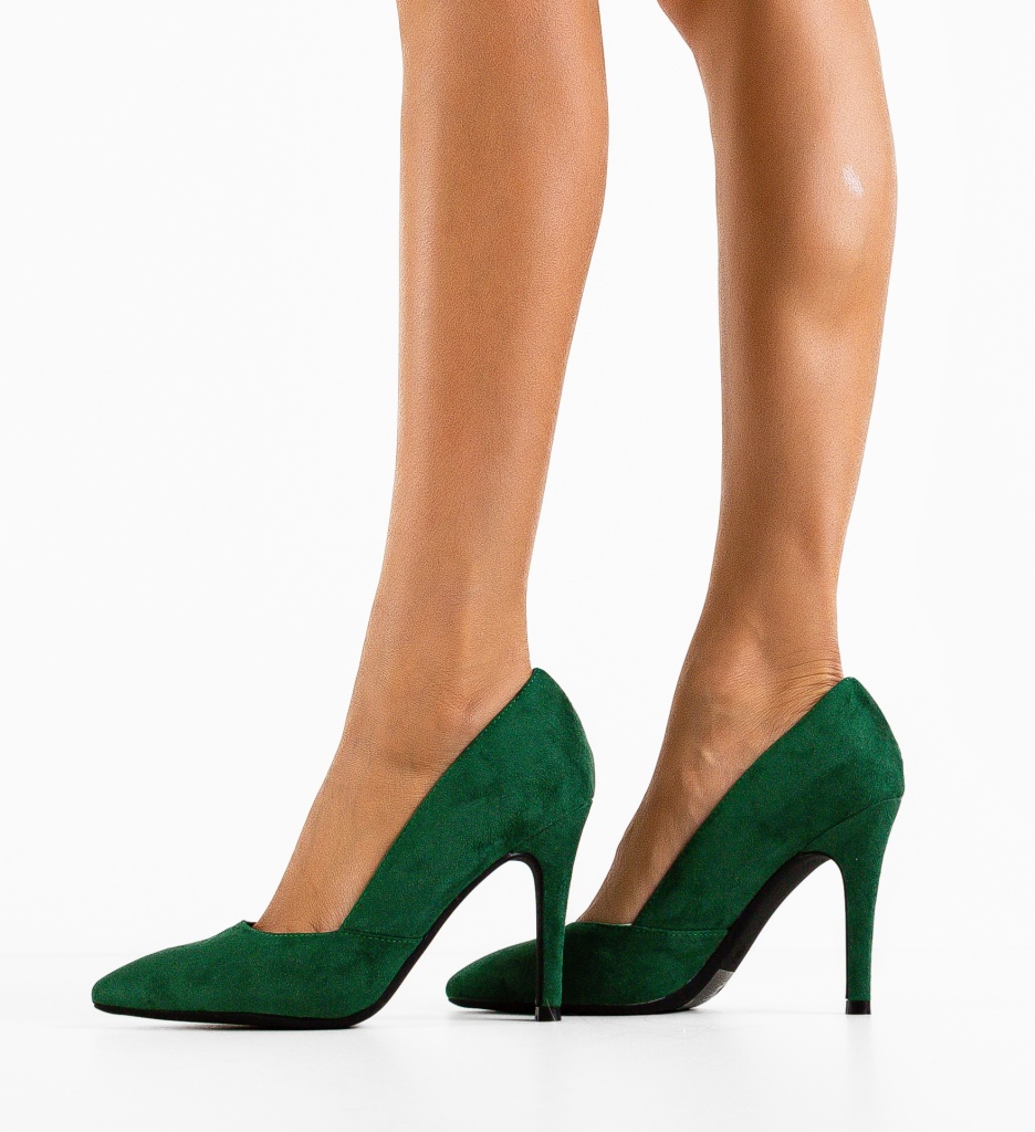 Pantofi dama Araj Verzi cu Toc Elegant - imagine 3