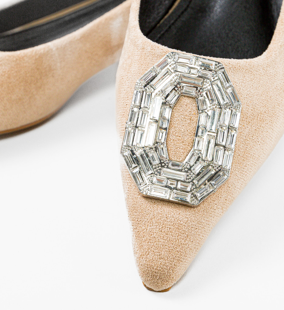Pantofi dama Bendo Bej cu toc elegant - imagine 7