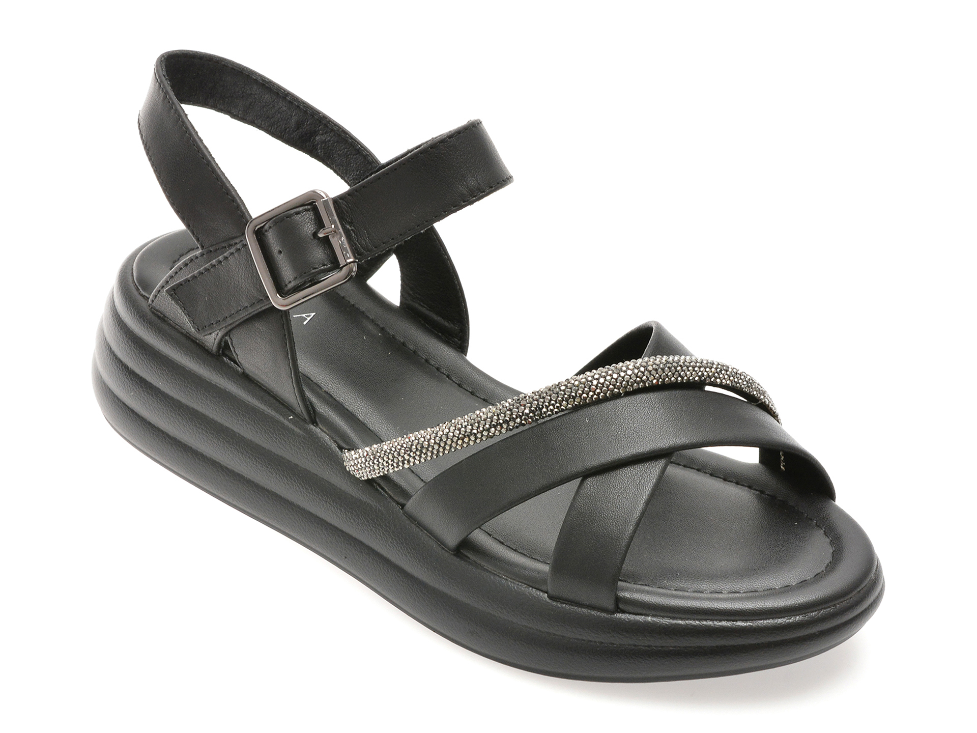 Sandale EPICA negre din piele naturala