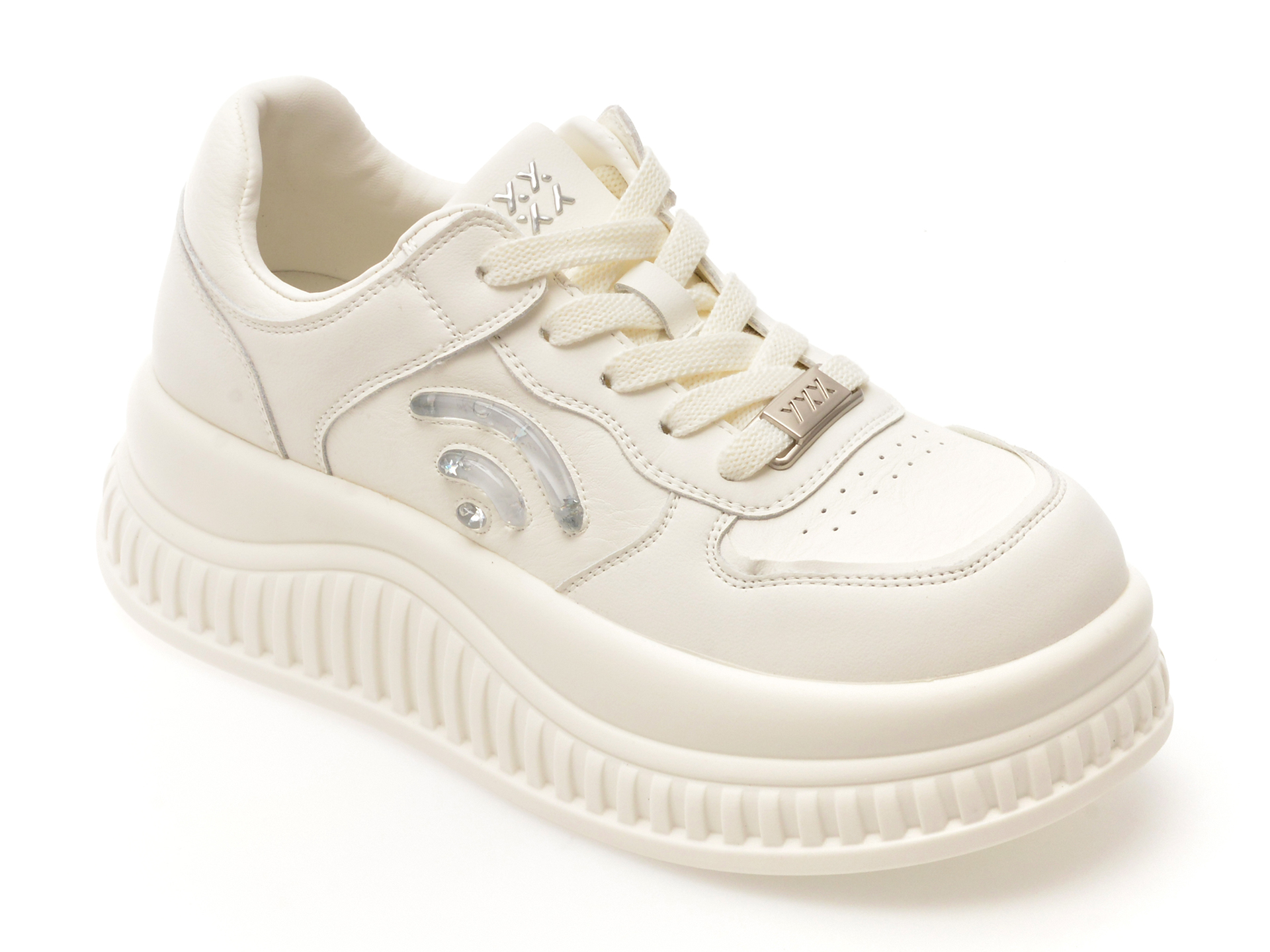 Pantofi Sport Dama Gryxx Albi din Piele Ecologica