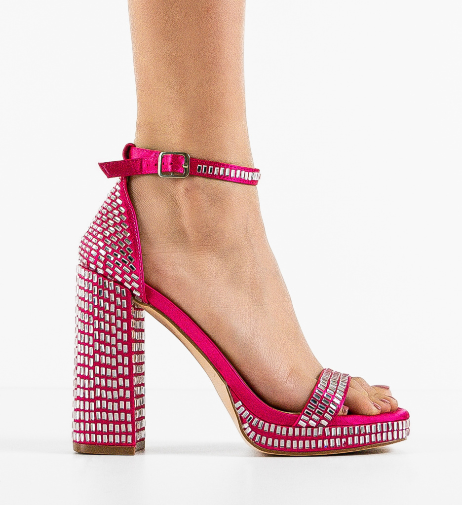 Sandale Breda Fuchsia cu Toc Elegante - imagine 4