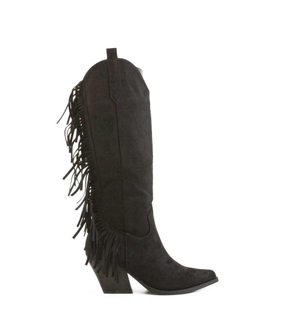 Cizme Dama Franj Negre - Stil Modern - imagine 6