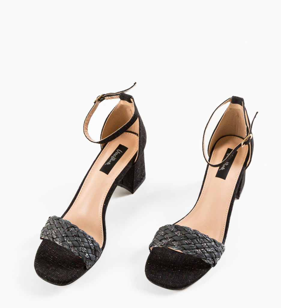 Sandale Farai Negre cu Toc Elegante - imagine 5