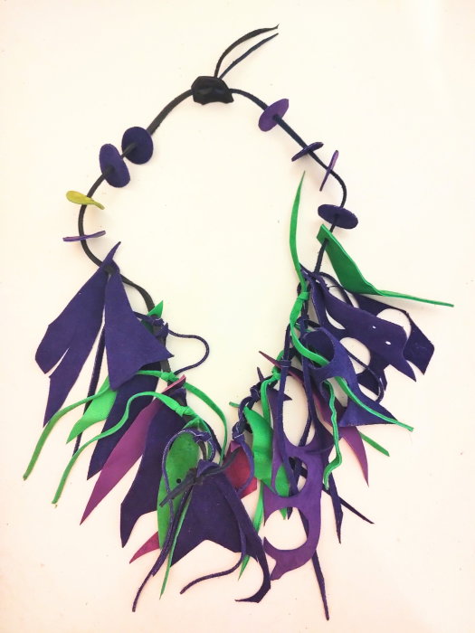 Colier Indigo Piele Naturală Asimetric | Shopika