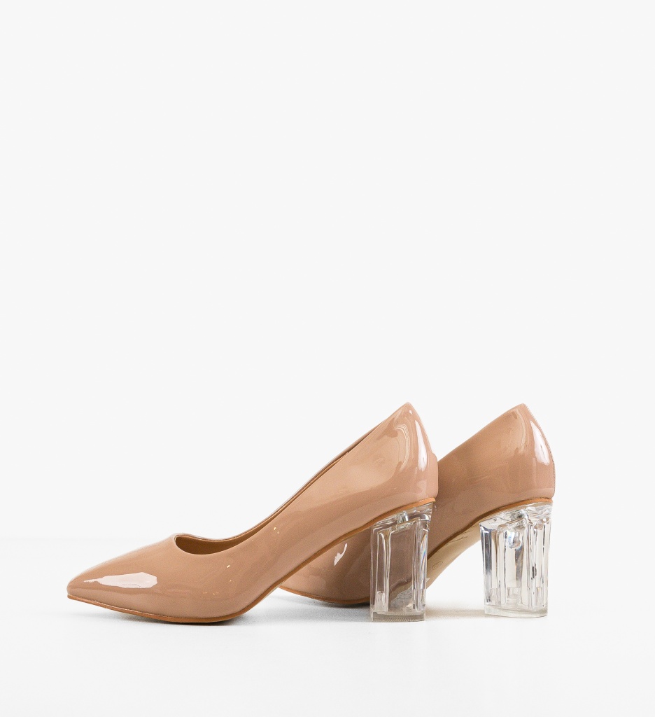 Pantofi Dama Taptop Nude cu Toc Eleganți - imagine 5
