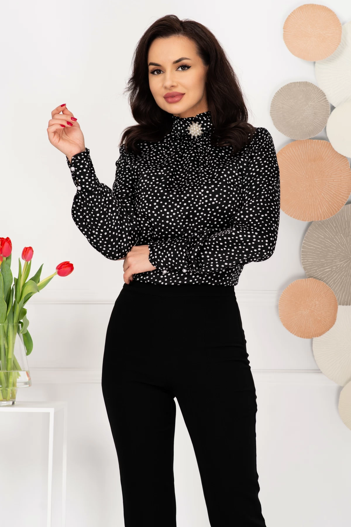 Bluza Eleganta InPuff cu Buline Albe